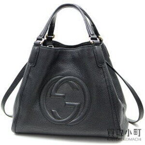 Gucci Soho Shoulder Bag Black Calfskin Interlocking GG Tote Crossbody